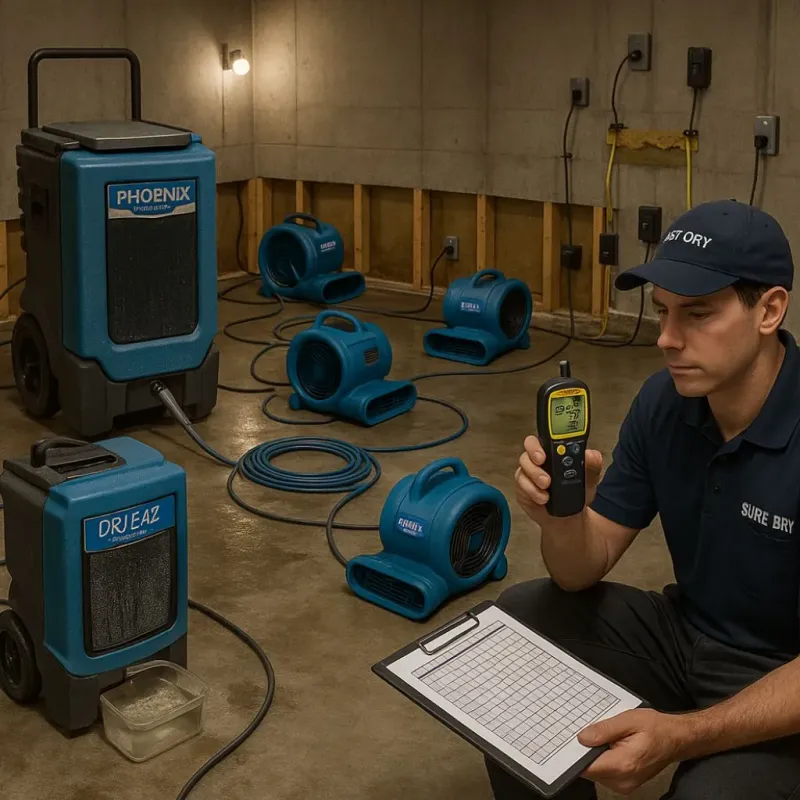 Structural Drying and Dehumidification process in Golden Shores, AZ
